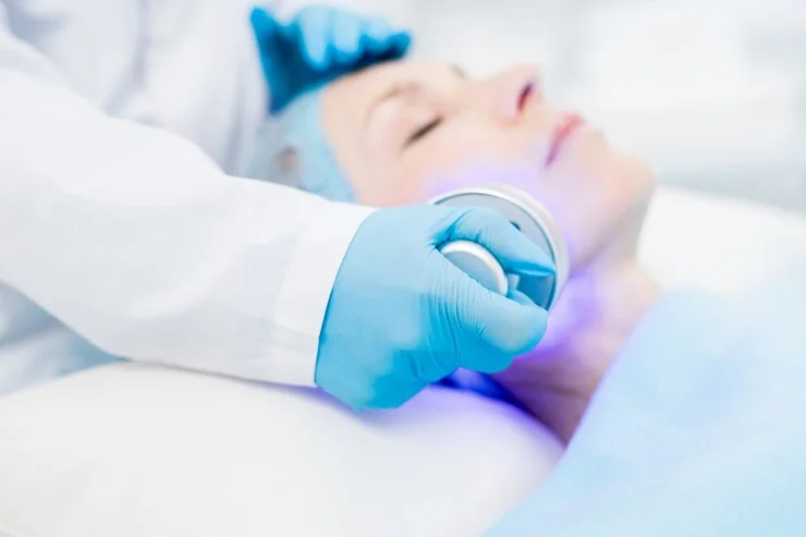 A light-based facial treatment applied with a handheld device